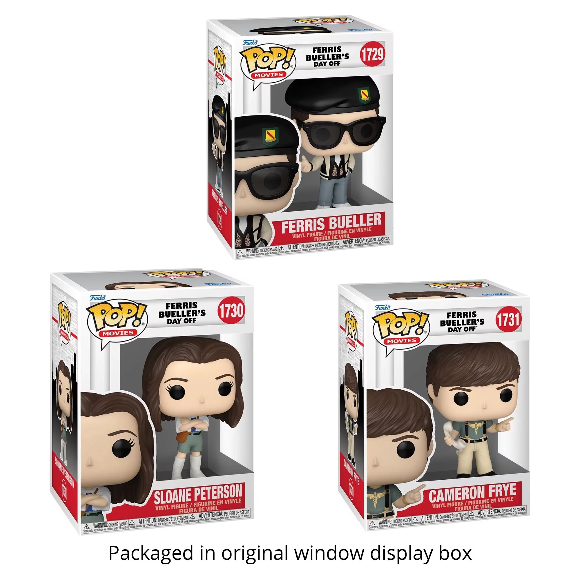 Ferris Bueller's Day Off Funko Pop Set of 3 with Protective Cases