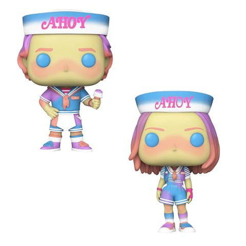 Stranger Things Scoops Ahoy (Sherbert Surprise): Steve with Ice Cream #1545 and Robin #1546 Funko Pop + Protective Cases