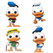 Disney: Donald Duck 90th Anniversary Set of 4: 1938 Donald Duck #1442, Angry Donald Duck #1443, Dapper Donald Duck #1444, Donald Duck with Heart Eyes #1445 Funko Pops + Protective Cases