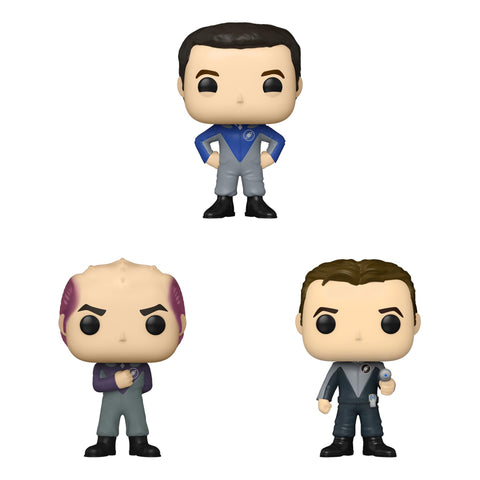 Galaxy Quest Set of 3 - Alexander Dane, Jason Nesmith and Fred Kwan Funko Pops!+ PROTECTIVE CASES