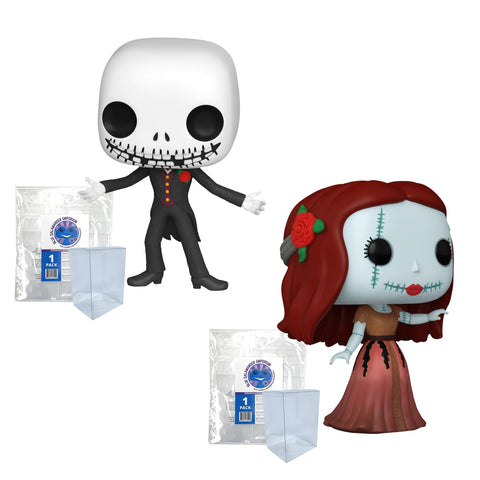 The Nightmare Before Christmas 30th Anniversary: Formal Jack Skellington #1381 and Formal Sally #1380 Funko Pops + Protective Case