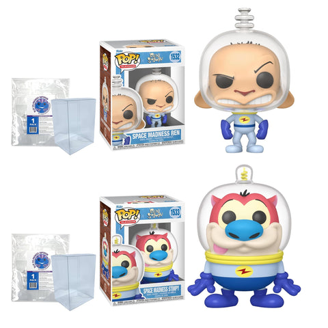 Space Madness: Ren #1532 and Stimpy #1533 Funko Pops + Protective Cases