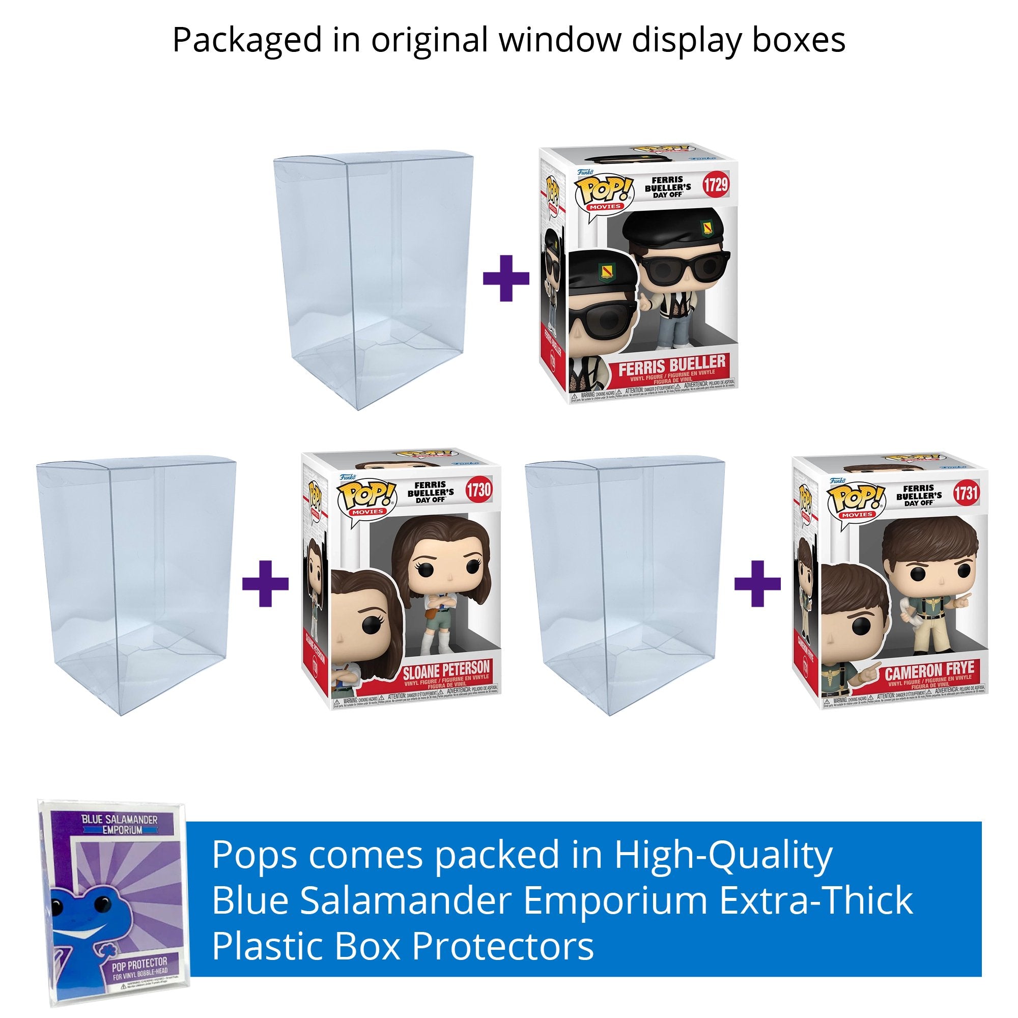 Ferris Bueller's Day Off Funko Pop Set of 3 with Protective Cases