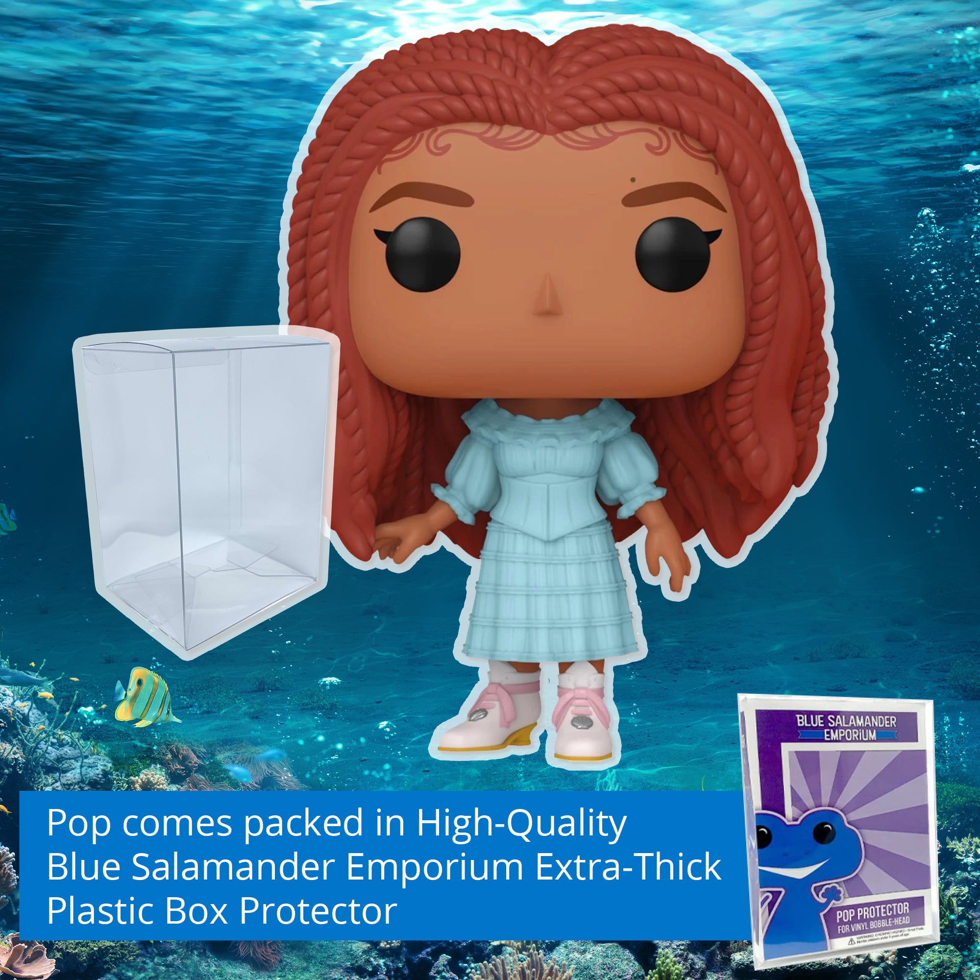 Live Action Little Mermaid Ariel Funko Pop #1362 with Protective Case – Disney Vinyl Figure Bundle