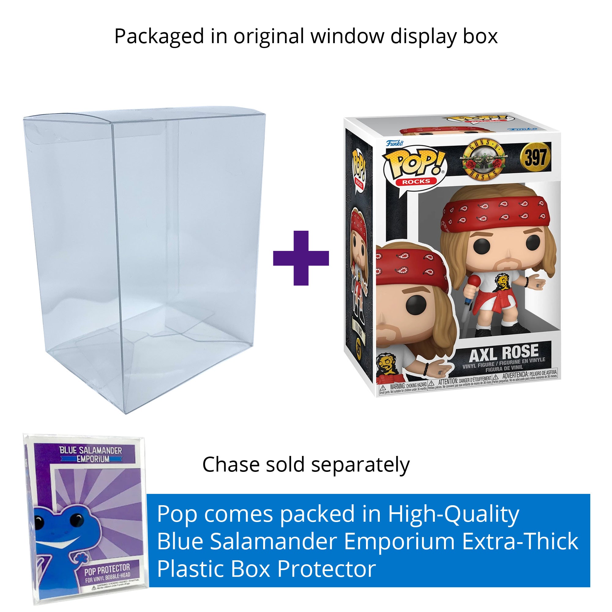 Axl Rose (1992) Funko Pop #397 (Standard) with Protective Case – Guns N' Roses Rocks Vinyl Figure Bundle