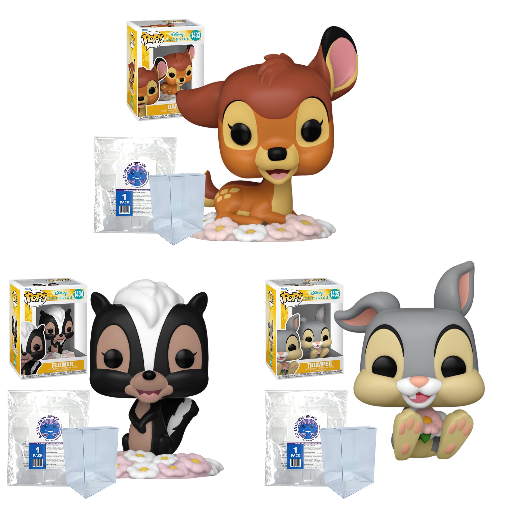 Bambi Funko Pop Set of 3 + 3 Protector Cases – 80th Anniversary