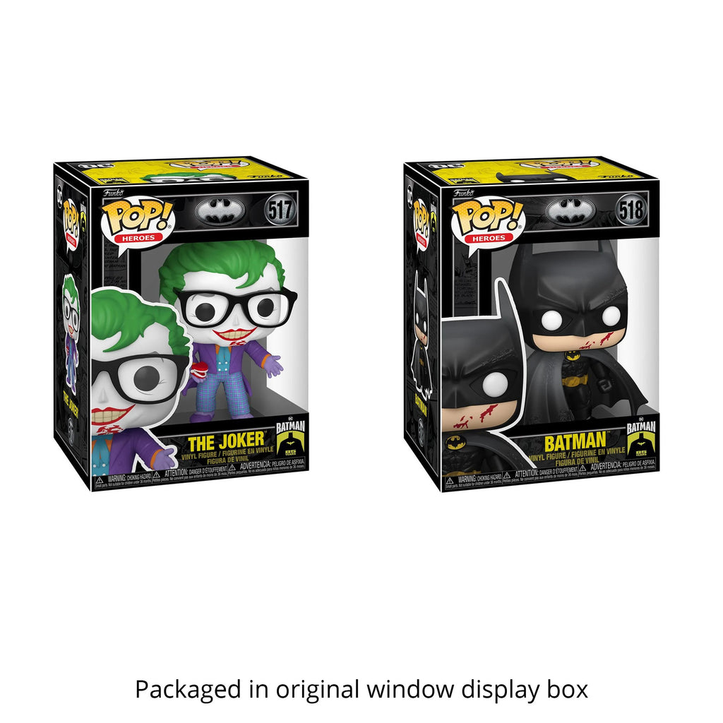 Batman 85th Anniversary The Joker with Teeth Funko Pop #517 with Protective Case – Batman 1989 Vinyl Figure Bundle