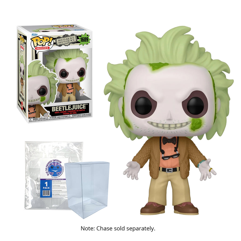 Beetlejuice Funko Pop #1689 (Standard) with Protective Case – Beetlejuice Beetlejuice (2024) Vinyl Figure Bundle