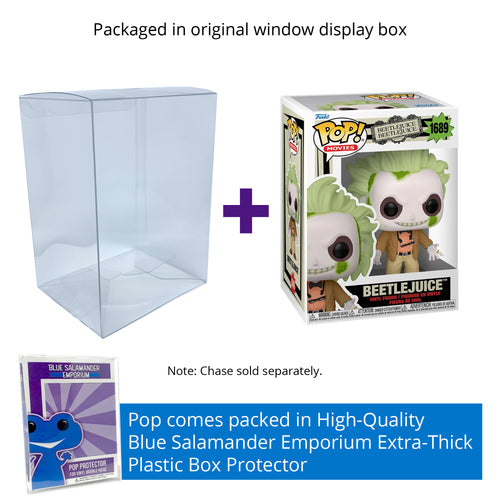 Beetlejuice Funko Pop #1689 (Standard) with Protective Case – Beetlejuice Beetlejuice (2024) Vinyl Figure Bundle