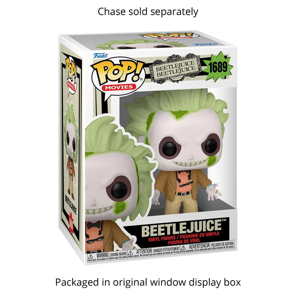 Beetlejuice Funko Pop #1689 (Standard) with Protective Case – Beetlejuice Beetlejuice (2024) Vinyl Figure Bundle