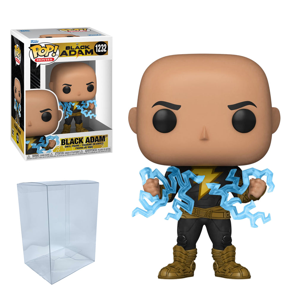 Black Adam (Lightning) Funko Pop #1232 (Standard) with Protective Case – DC Movies Vinyl Figure Bundle