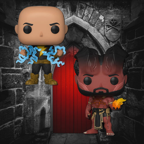 Black Adam Set of 2 Funko Pops with Protector Cases – Black Adam (Lightning) #1232 and Sabbac #1237 + 2 Plastic Protective Cases