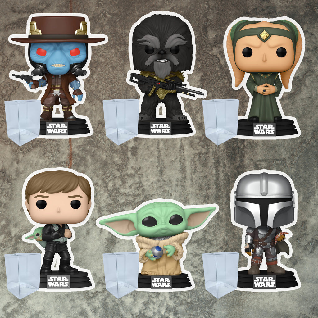 Star Wars Book of Boba Fett Funko Pop Set of 6 with Protector Cases – Cad Bane, Krrsantan, Majordomo, Luke Skywalker & Grogu, Grogu with Armor, The Mandalorian