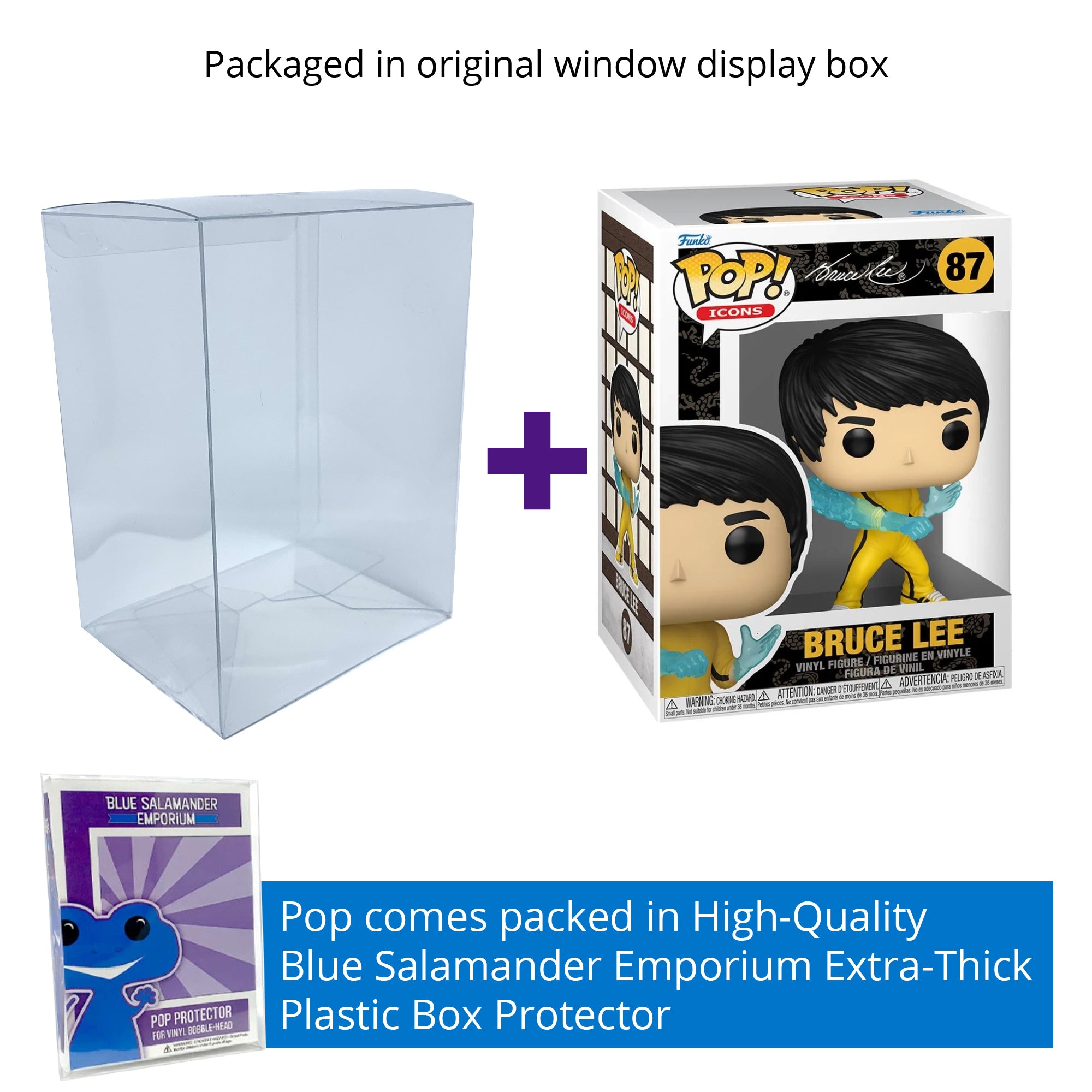 Bruce Lee (Be Water) Funko Pop #87 with Protective Case – Pop! Icons Vinyl Figure Bundle