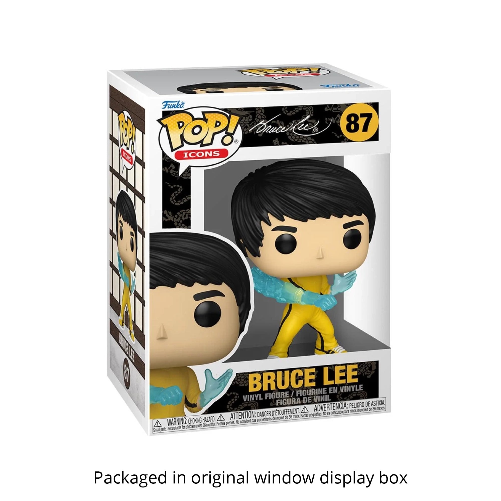 Bruce Lee (Be Water) Funko Pop #87 with Protective Case – Pop! Icons Vinyl Figure Bundle