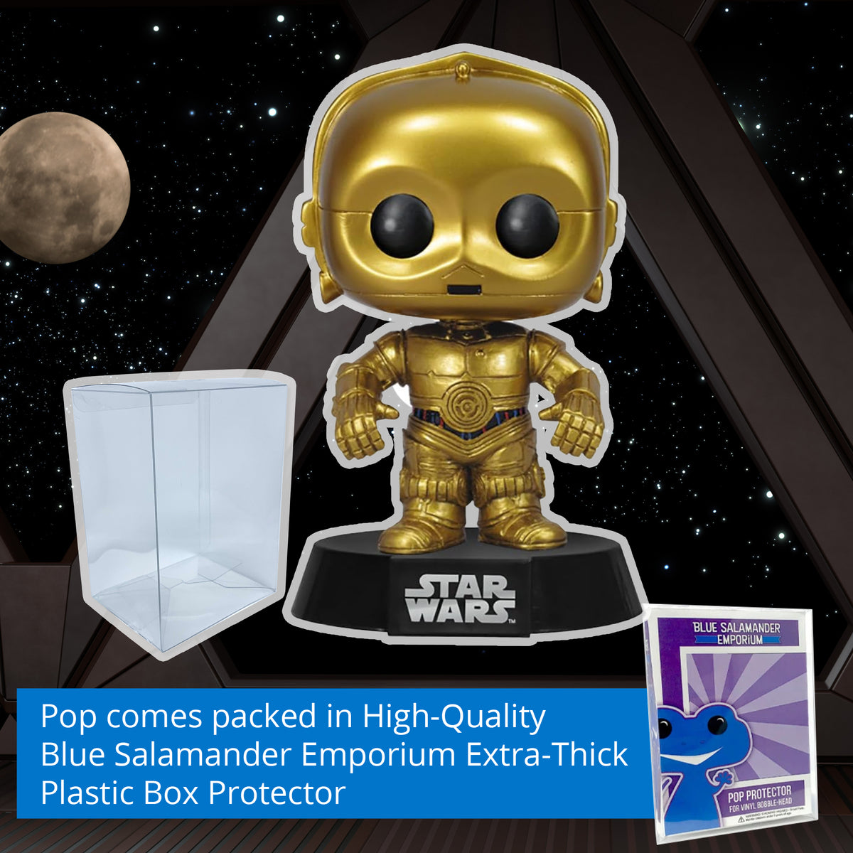 C-3PO Funko Pop #13 with Protective Case – Star Wars Vinyl Bobblehead Bundle
