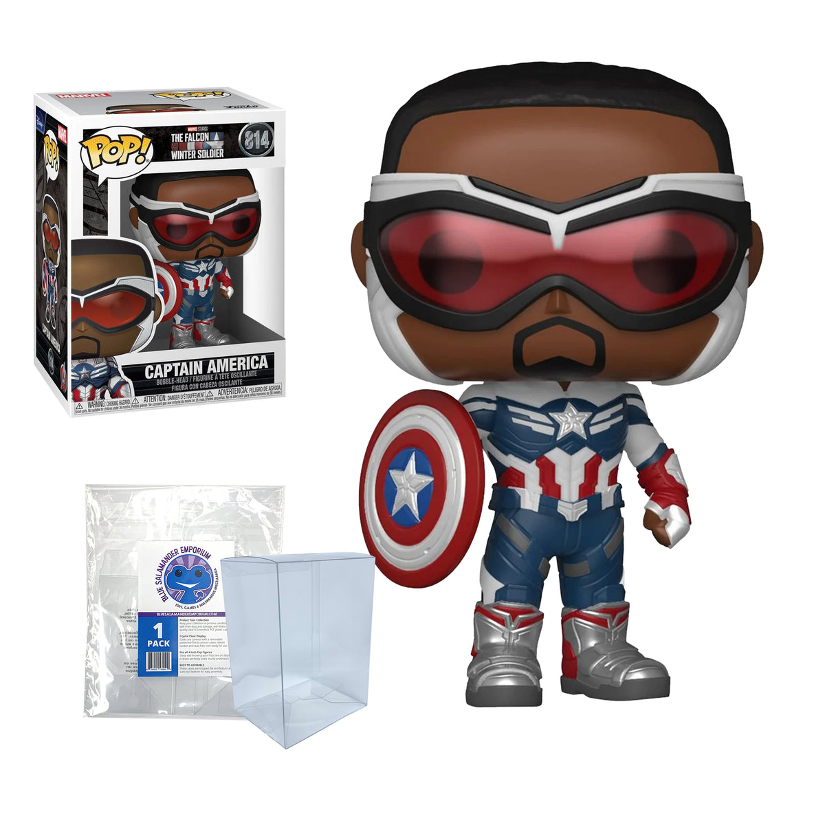 Funko Pop! Marvel The Falcon and the Winter Soldier Captain America (Sam Wilson) #814 Vinyl Figure Packed in Hard Protector Case