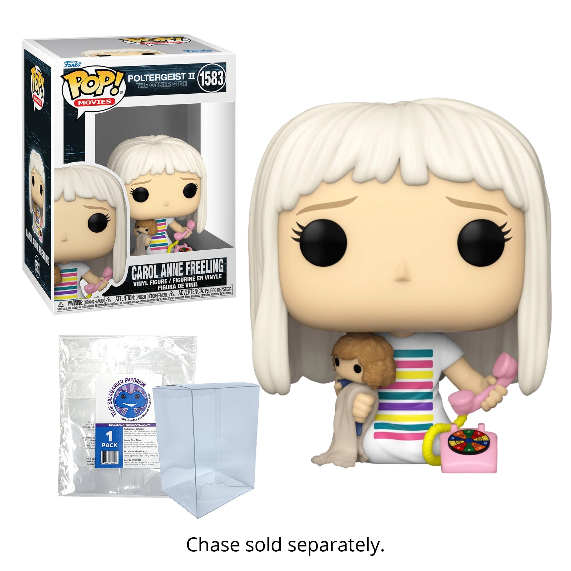 Poltergeist II Carol Anne Funko Pop #1583 with Protective Case – Horror Movies Vinyl Figure Bundle