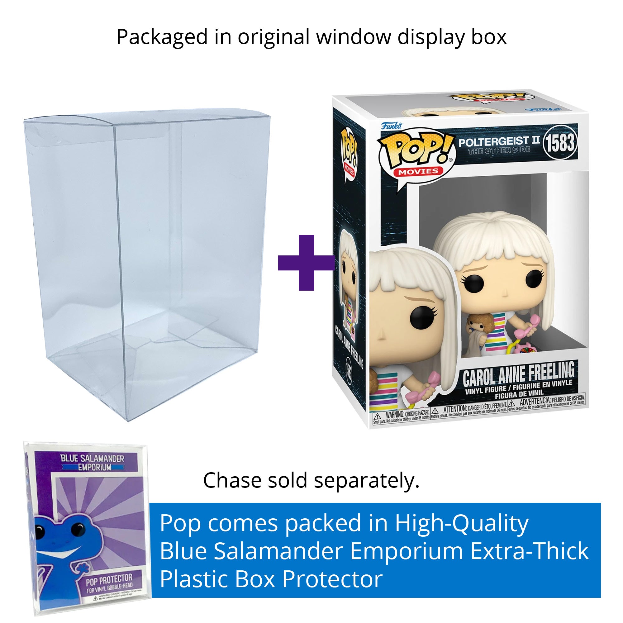 Poltergeist II Carol Anne Funko Pop #1583 with Protective Case – Horror Movies Vinyl Figure Bundle
