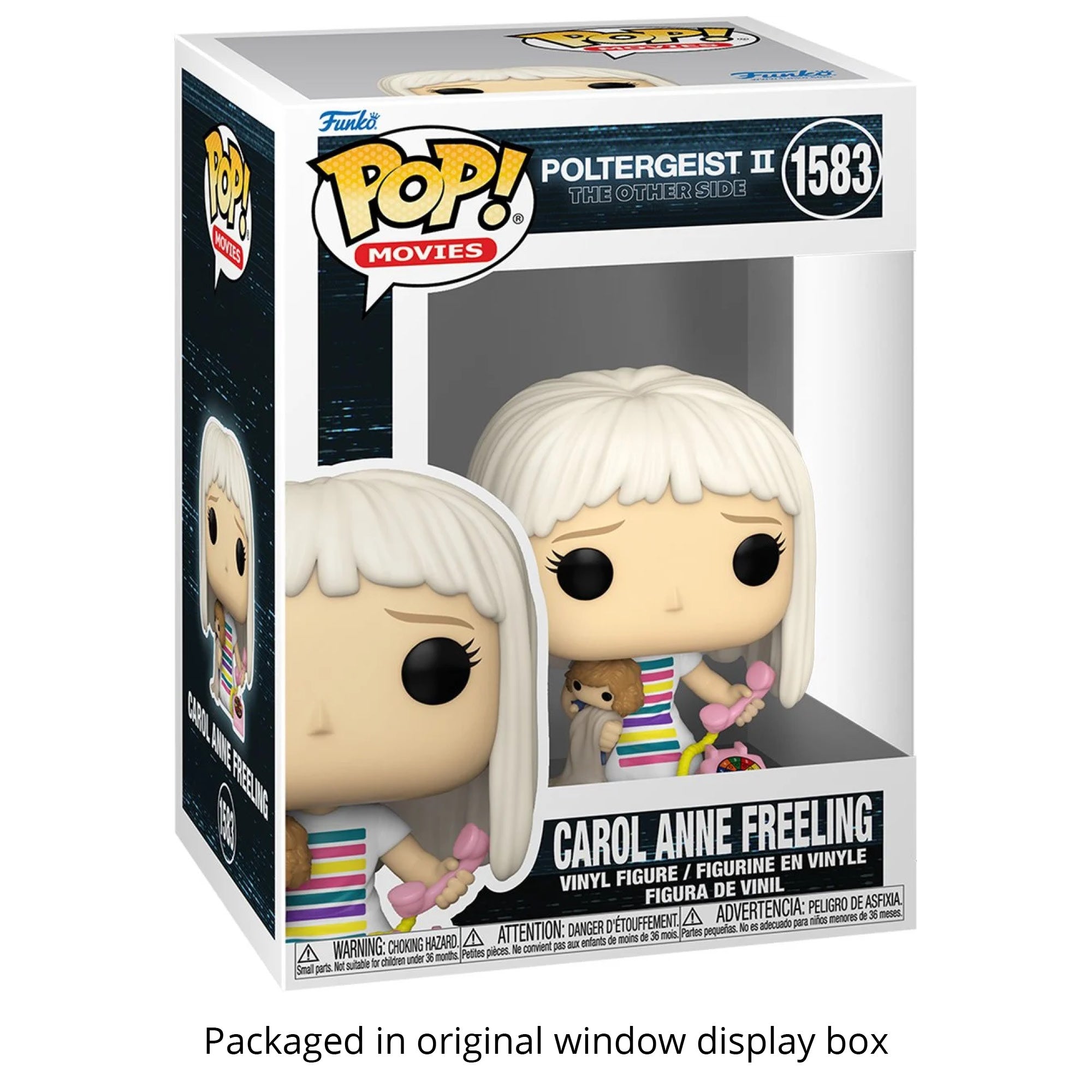 Poltergeist II Carol Anne Funko Pop #1583 with Protective Case – Horror Movies Vinyl Figure Bundle