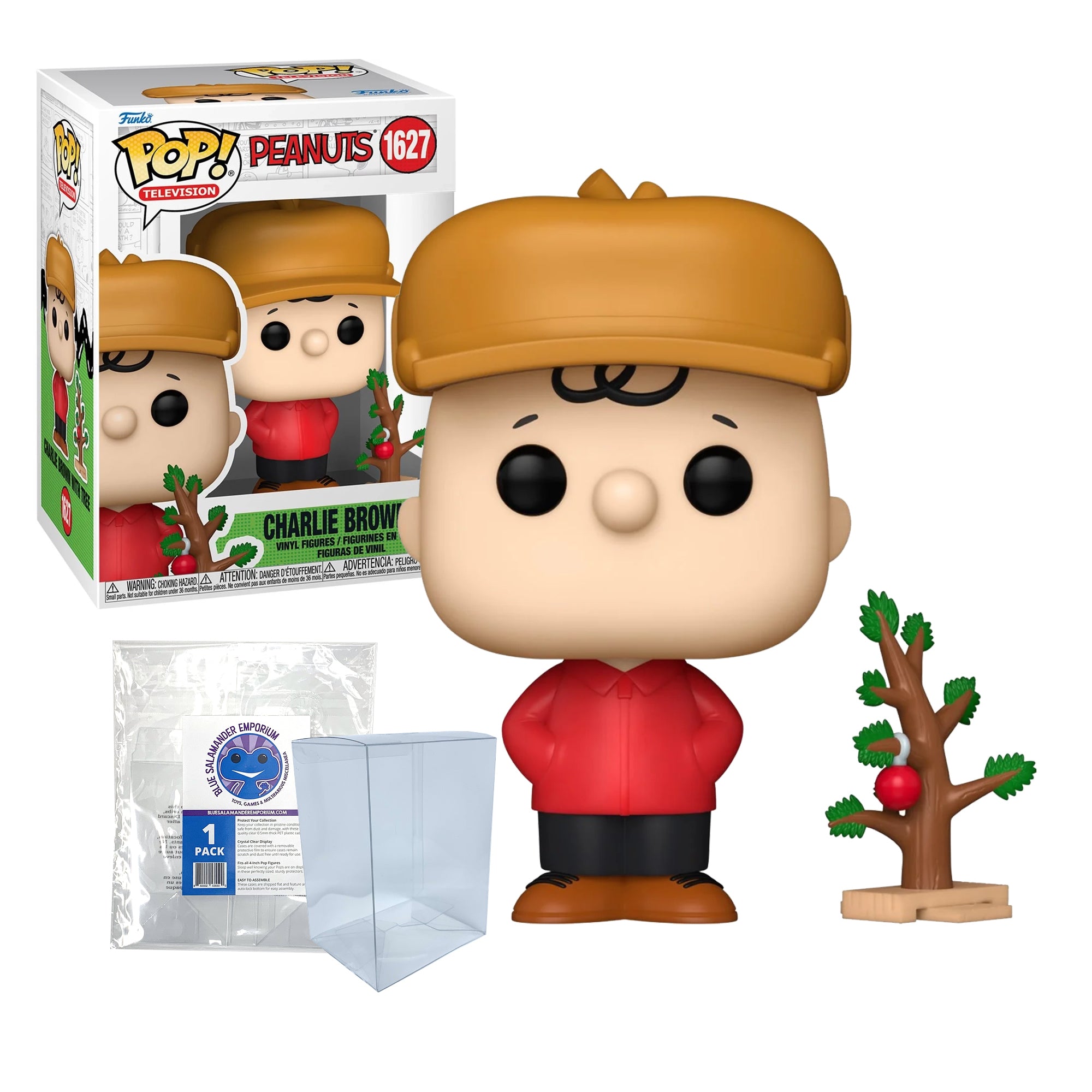 Charlie Brown with Tree Funko Pop #1627 with Protective Case – A Charlie Brown Christmas Vinyl Figure Bundle