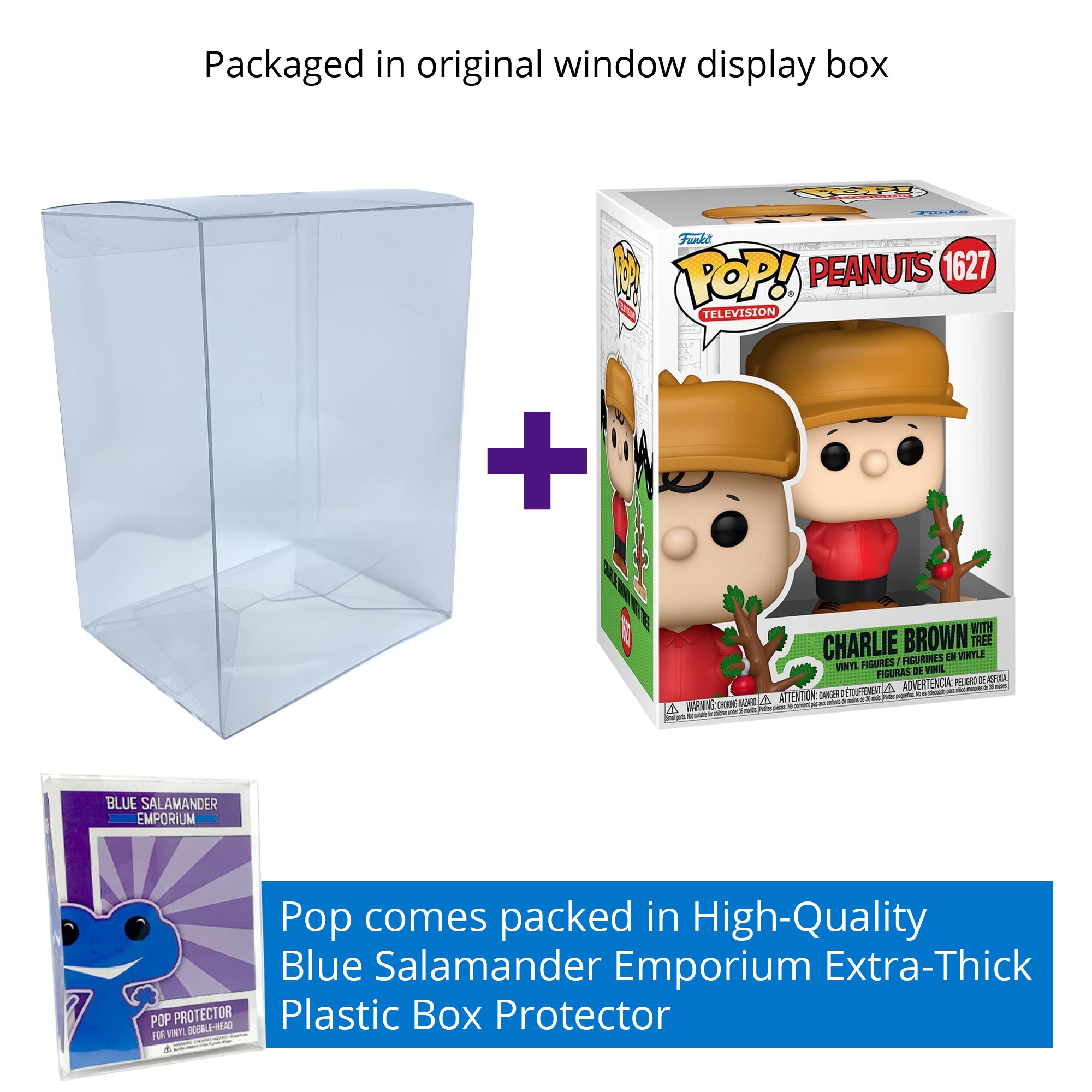 Charlie Brown with Tree Funko Pop #1627 with Protective Case – A Charlie Brown Christmas Vinyl Figure Bundle