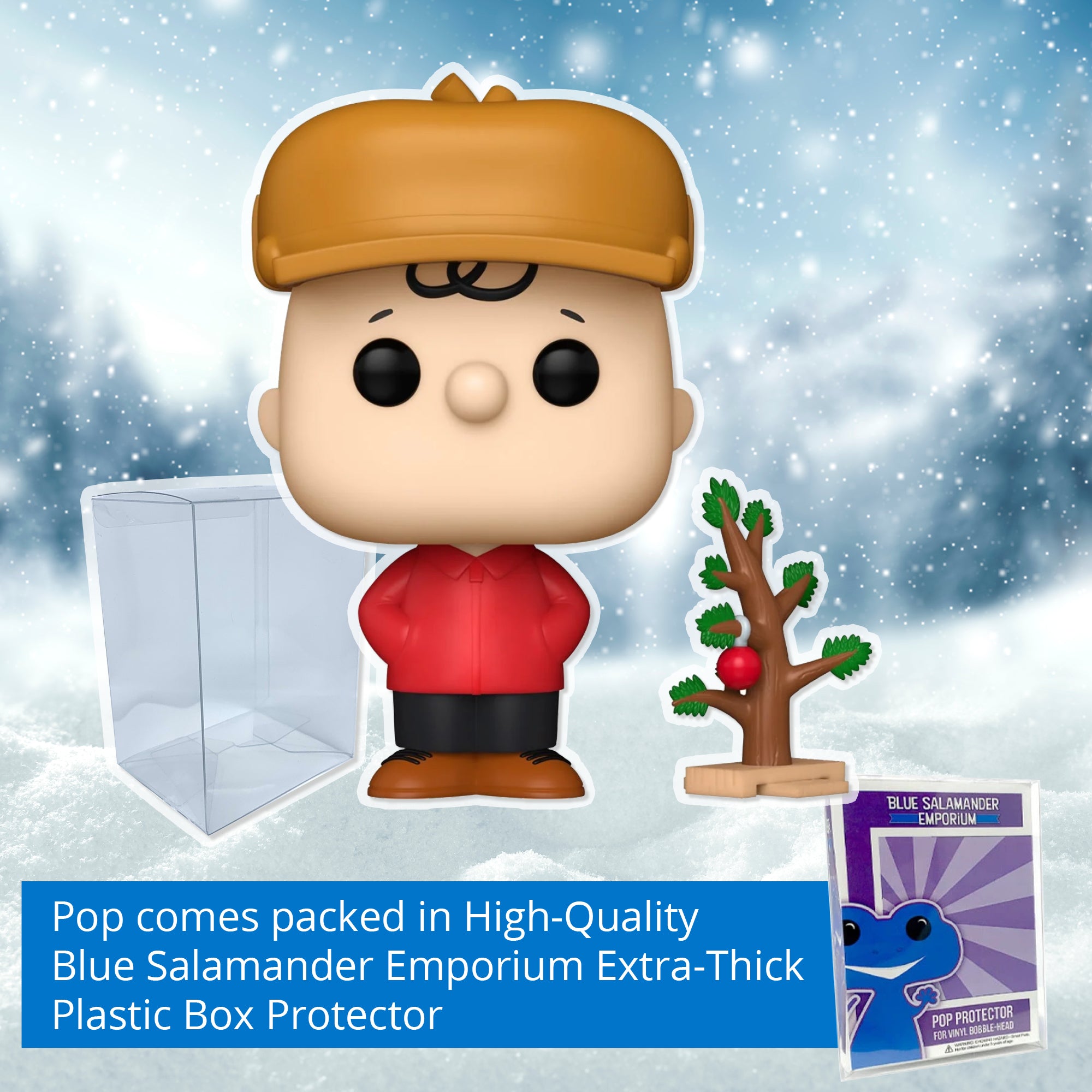 Charlie Brown with Tree Funko Pop #1627 with Protective Case – A Charlie Brown Christmas Vinyl Figure Bundle