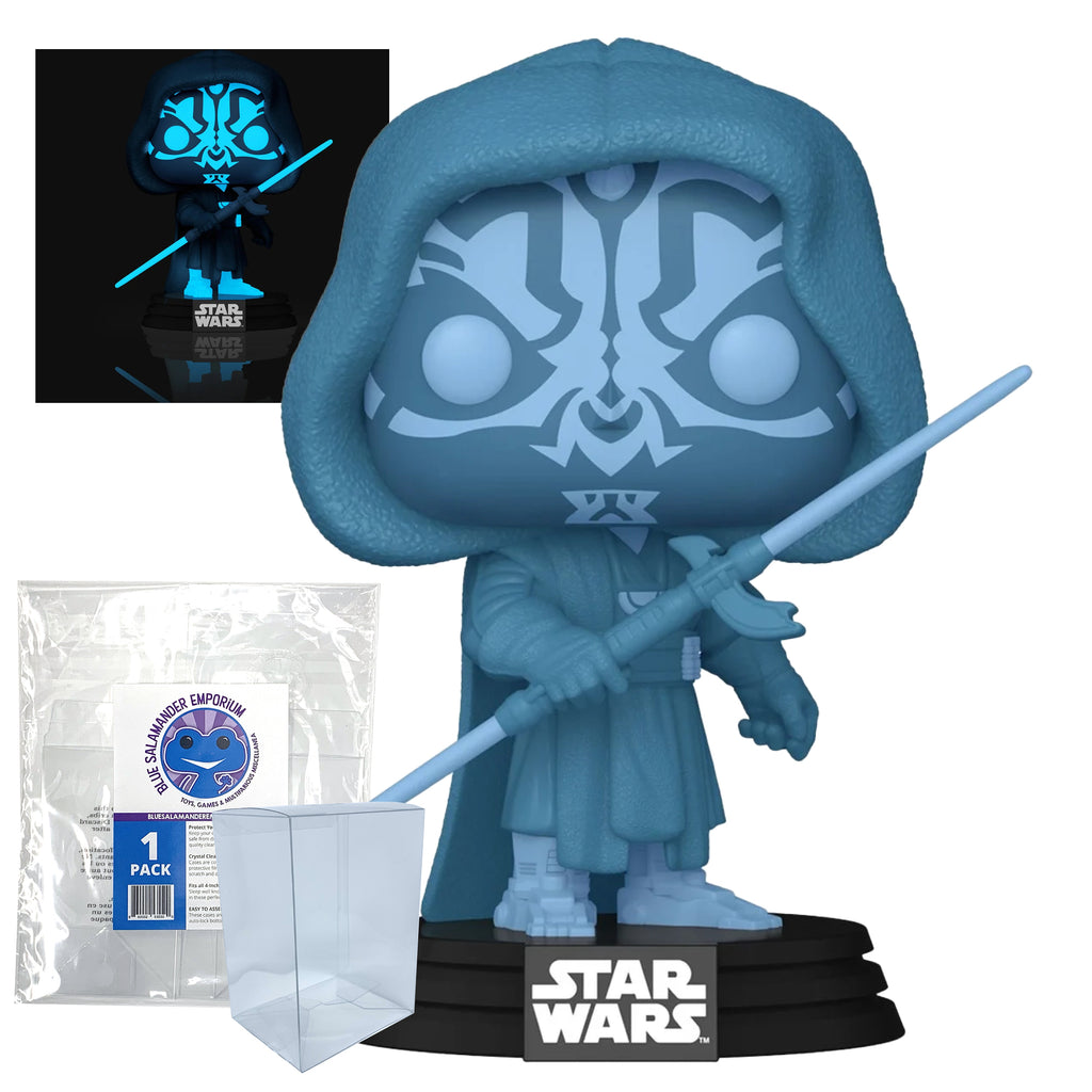 Darth Maul Hologram Glow-in-the-Dark Funko Pop #740 with Protective Case – Star Wars Specialty Series Vinyl Figure Bundle