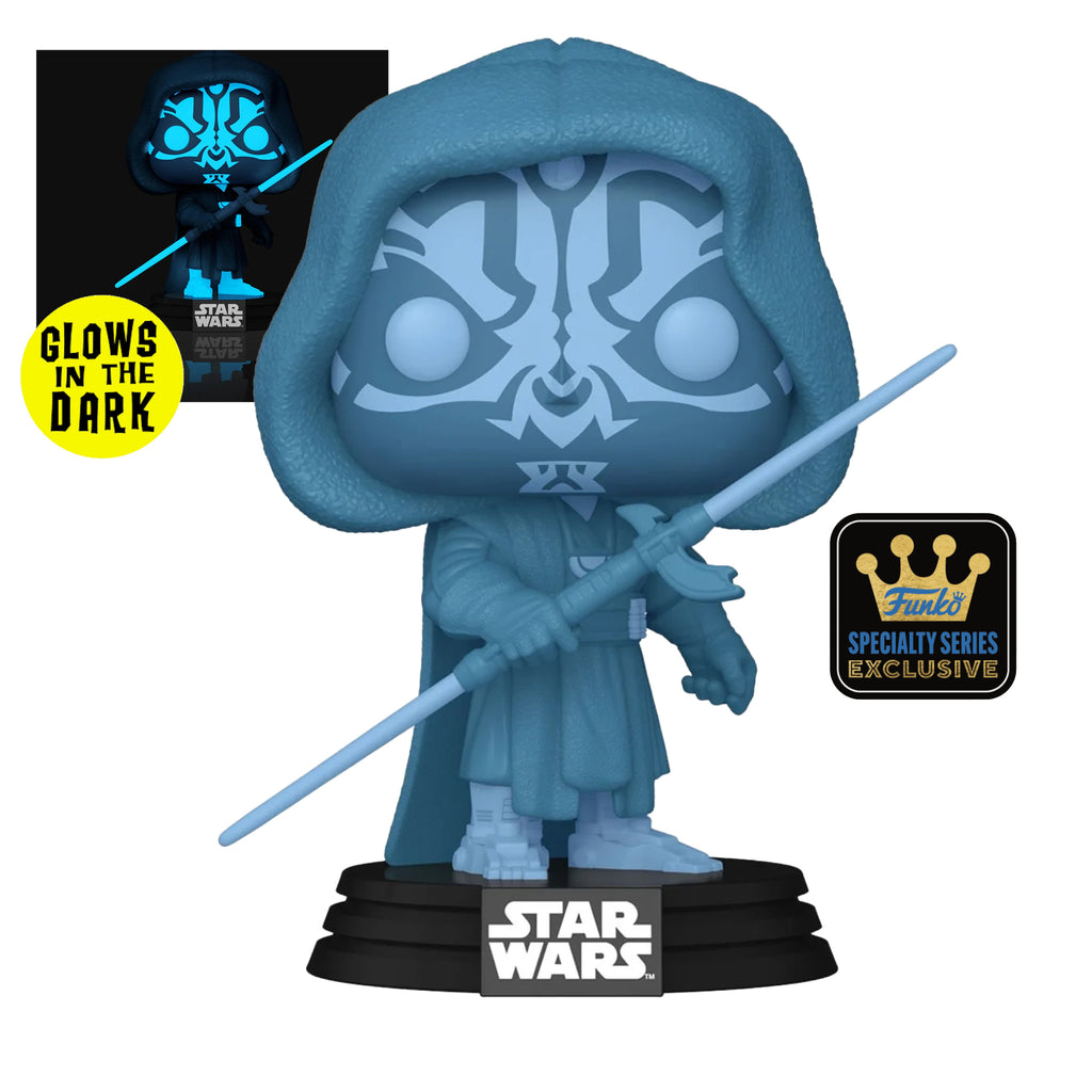 Darth Maul Hologram Glow-in-the-Dark Funko Pop #740 with Protective Case – Star Wars Specialty Series Vinyl Figure Bundle