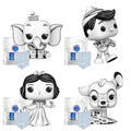 Disney Sketched Funko Pop Set of 4 with Protector Cases – Dumbo #1524, Pinocchio #1525, Snow White #1526, Bambi #1527