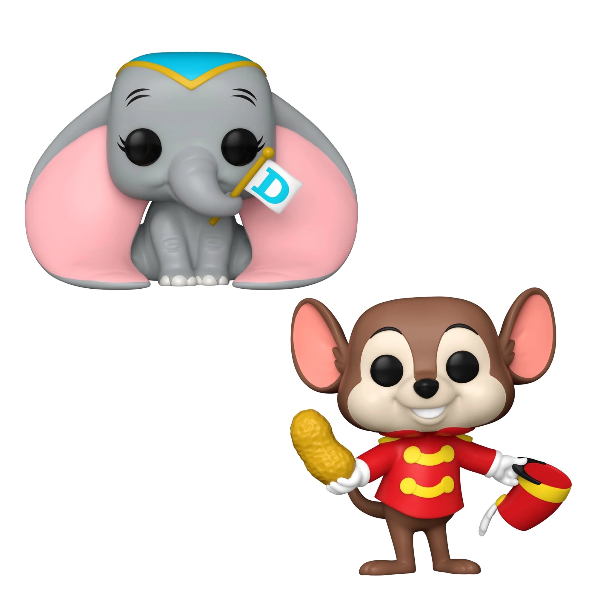 Dumbo Set of 2 Funko Pops with Protector Cases – Dumbo with Flag #1535 and Timothy Q. Mouse #1536