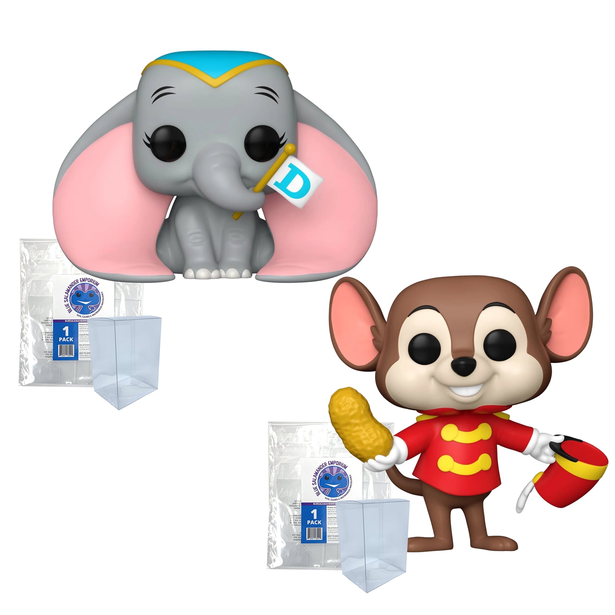 Dumbo Set of 2 Funko Pops with Protector Cases – Dumbo with Flag #1535 and Timothy Q. Mouse #1536