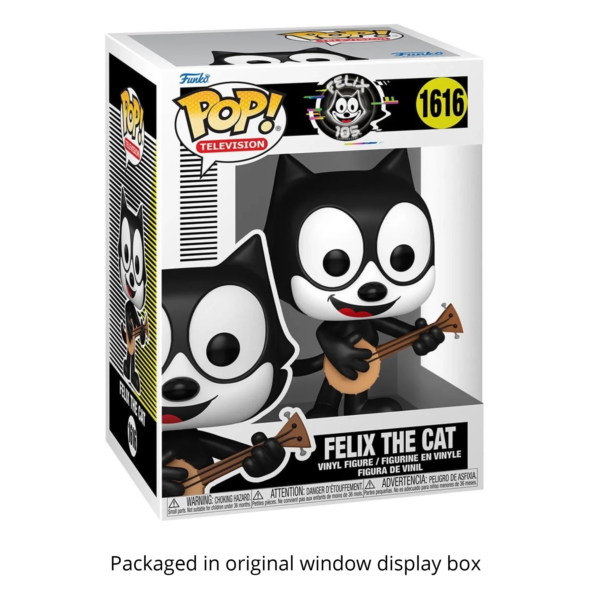 Felix the Cat with Guitar Funko Pop #1616 with Protective Case – 105th Anniversary Vinyl Figure Bundle