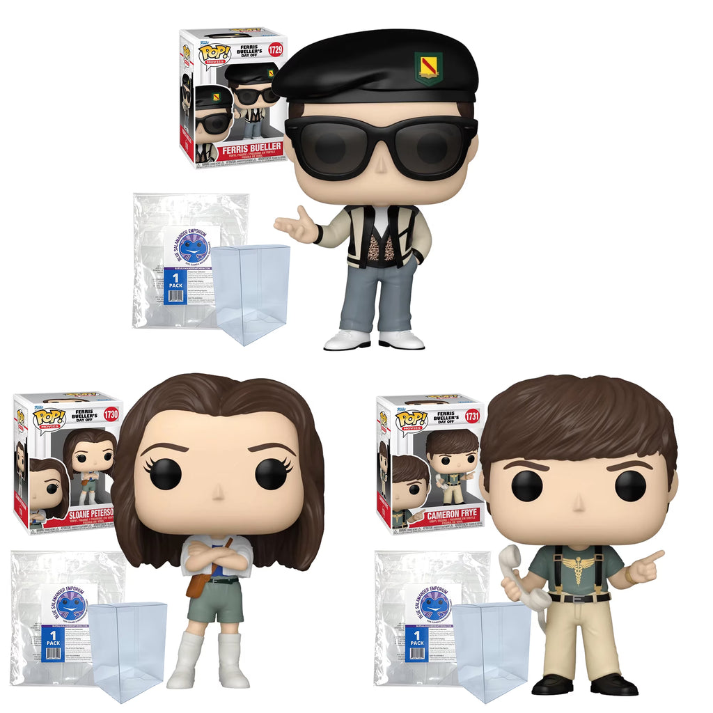 Ferris Bueller's Day Off Funko Pop Set of 3 with Protective Cases