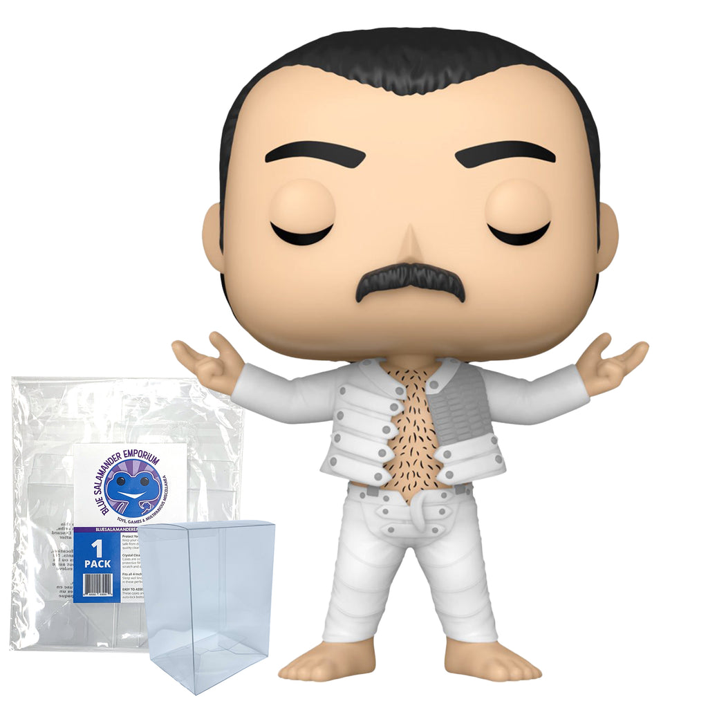 Freddie Mercury "I Was Born to Love You" Funko Pop #375 with Protective Case – Queen Funko Rocks Vinyl Figure Bundle