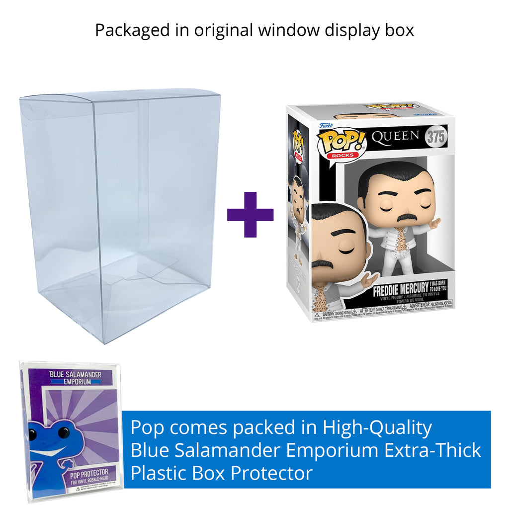 Freddie Mercury "I Was Born to Love You" Funko Pop #375 with Protective Case – Queen Funko Rocks Vinyl Figure Bundle