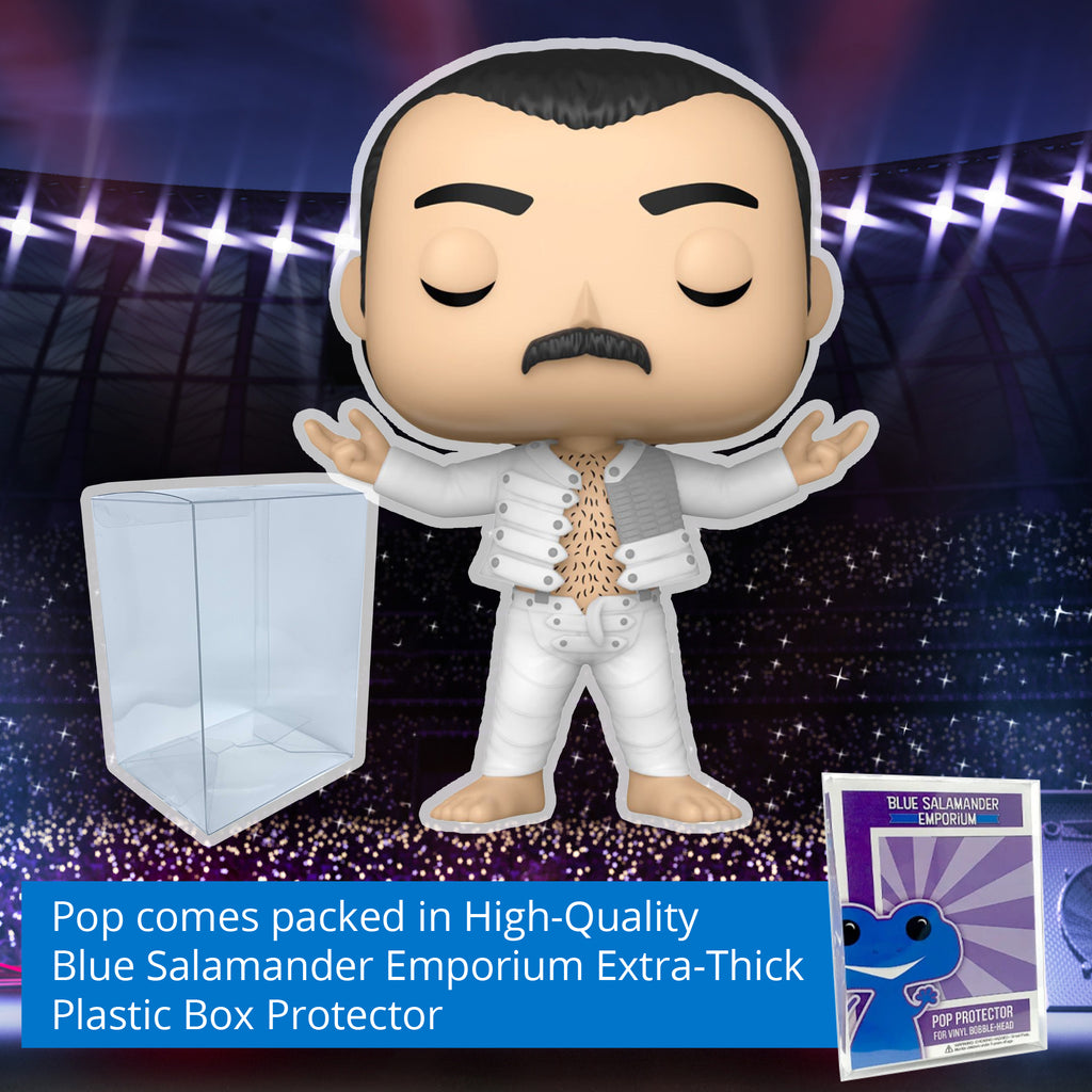 Freddie Mercury "I Was Born to Love You" Funko Pop #375 with Protective Case – Queen Funko Rocks Vinyl Figure Bundle