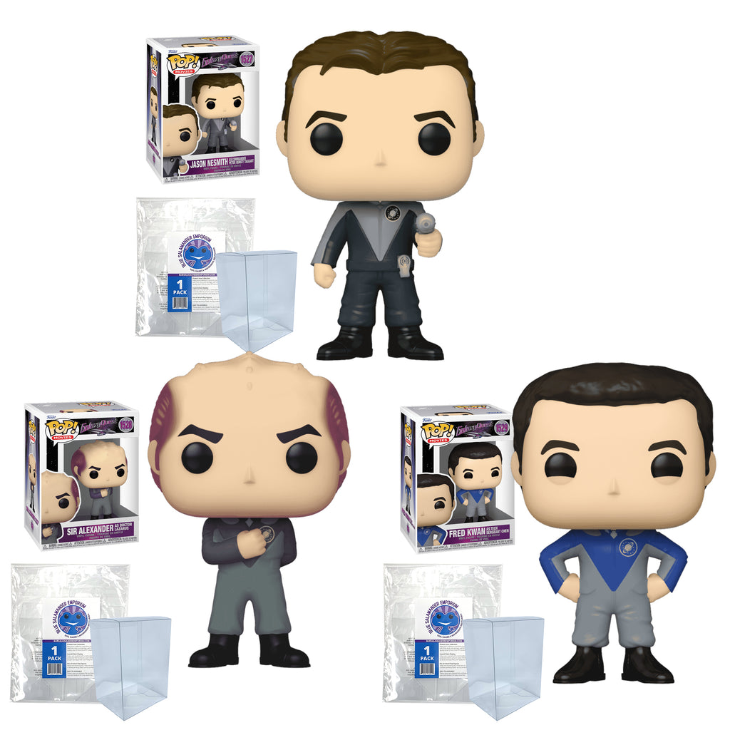 Galaxy Quest Funko Pop Set of 3 with Protector Cases – Jason Nesmith #1527, Alexander Dane #1528, Fred Kwan #1529