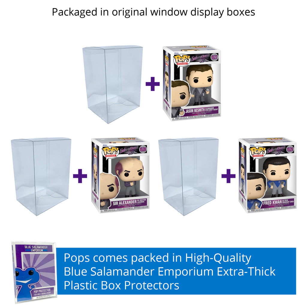 Galaxy Quest Funko Pop Set of 3 with Protector Cases – Jason Nesmith #1527, Alexander Dane #1528, Fred Kwan #1529