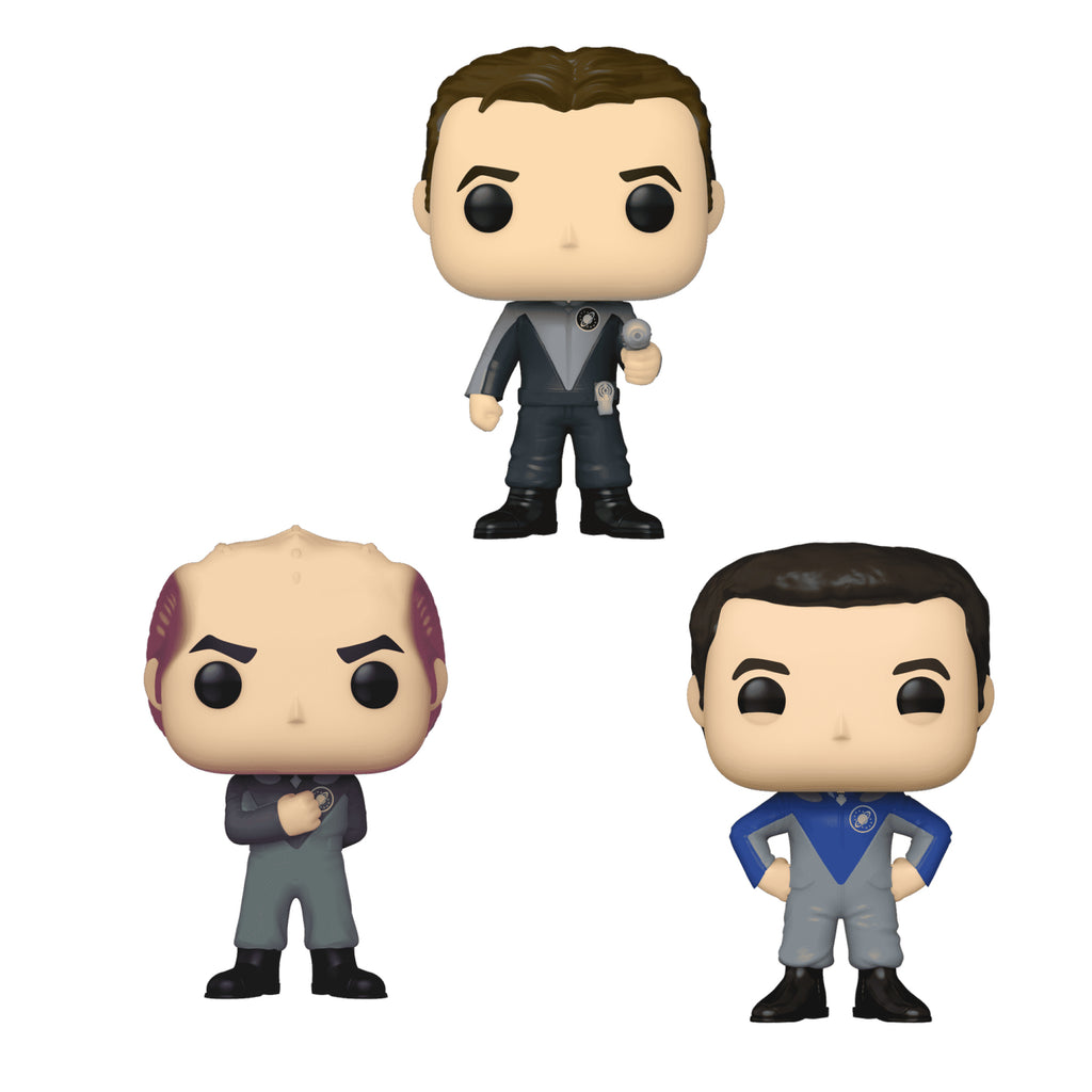 Galaxy Quest Funko Pop Set of 3 with Protector Cases – Jason Nesmith #1527, Alexander Dane #1528, Fred Kwan #1529