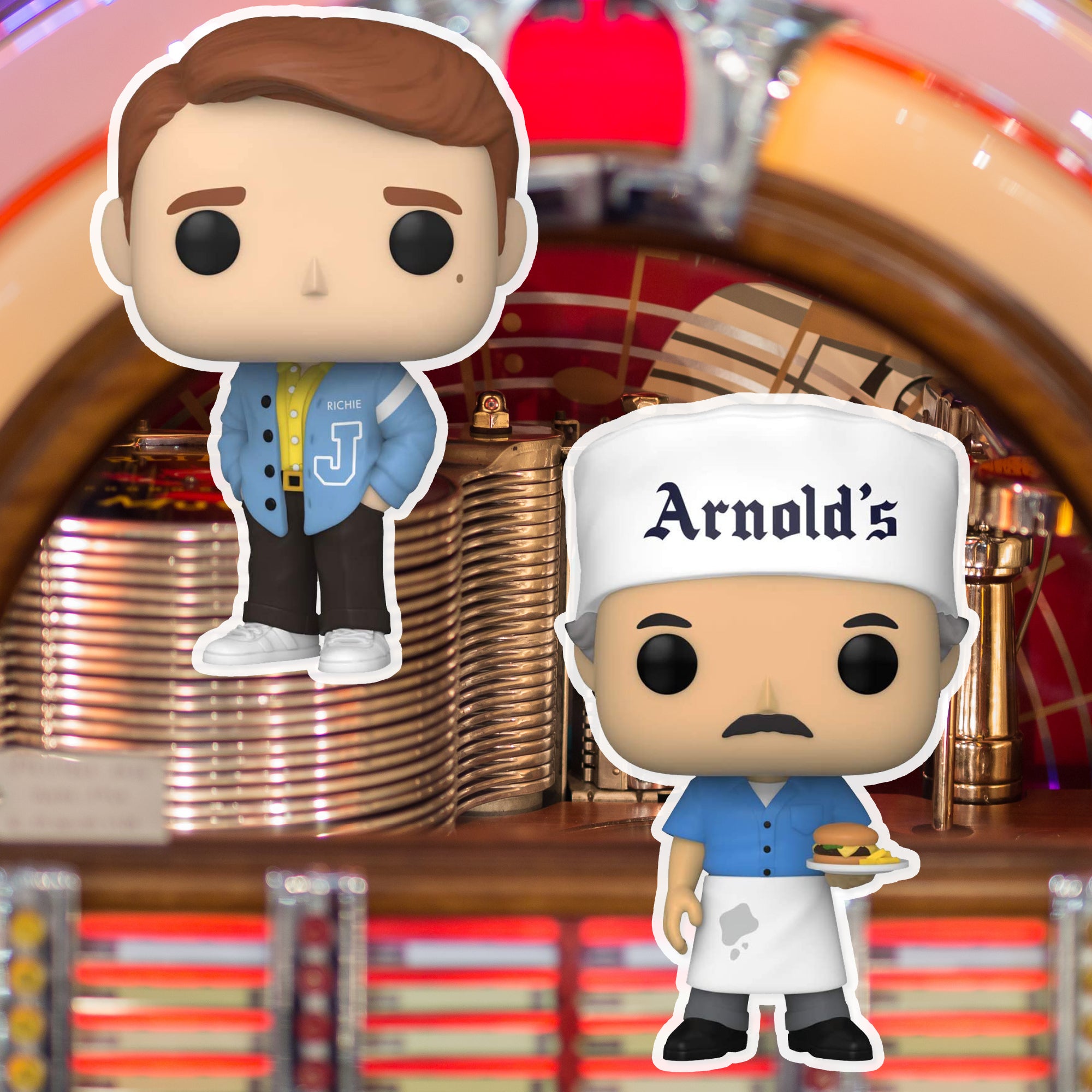 Happy Days Funko Pop Set of 2 with Protector Cases – Richie #1125 and Arnold #1126