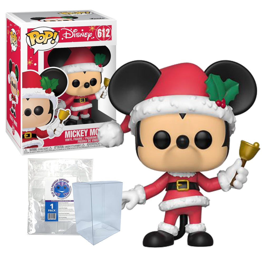 Disney Holiday Mickey Mouse Funko Pop #612 with Protective Case – Santa Mickey Vinyl Figure Bundle