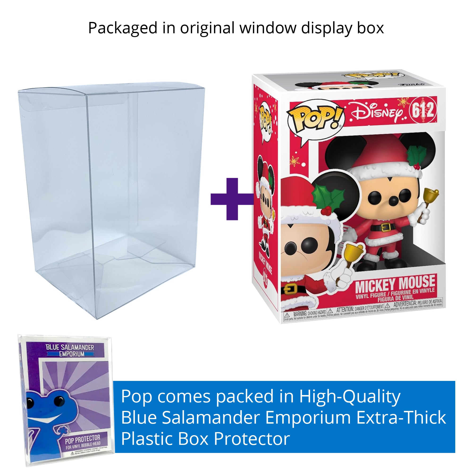 Disney Holiday Mickey Mouse Funko Pop #612 with Protective Case – Santa Mickey Vinyl Figure Bundle