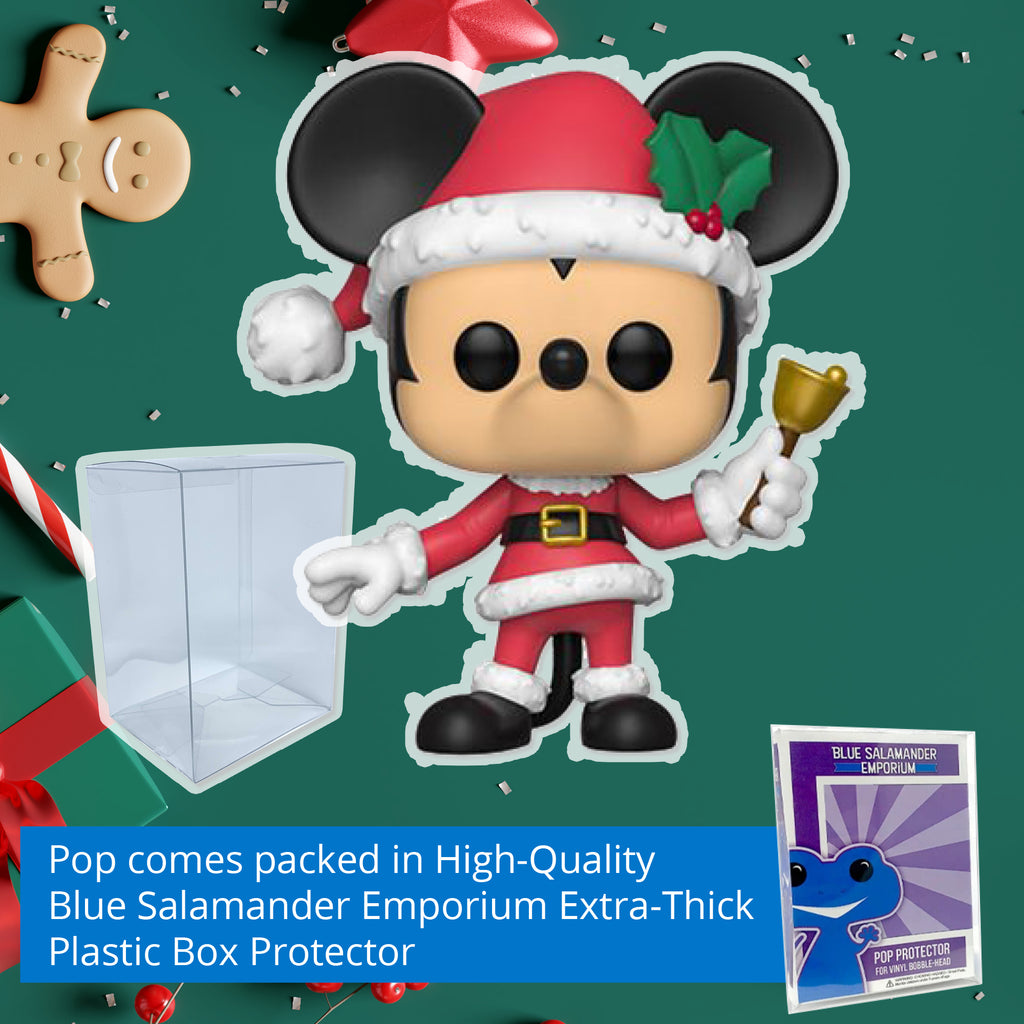 Disney Holiday Mickey Mouse Funko Pop #612 with Protective Case – Santa Mickey Vinyl Figure Bundle