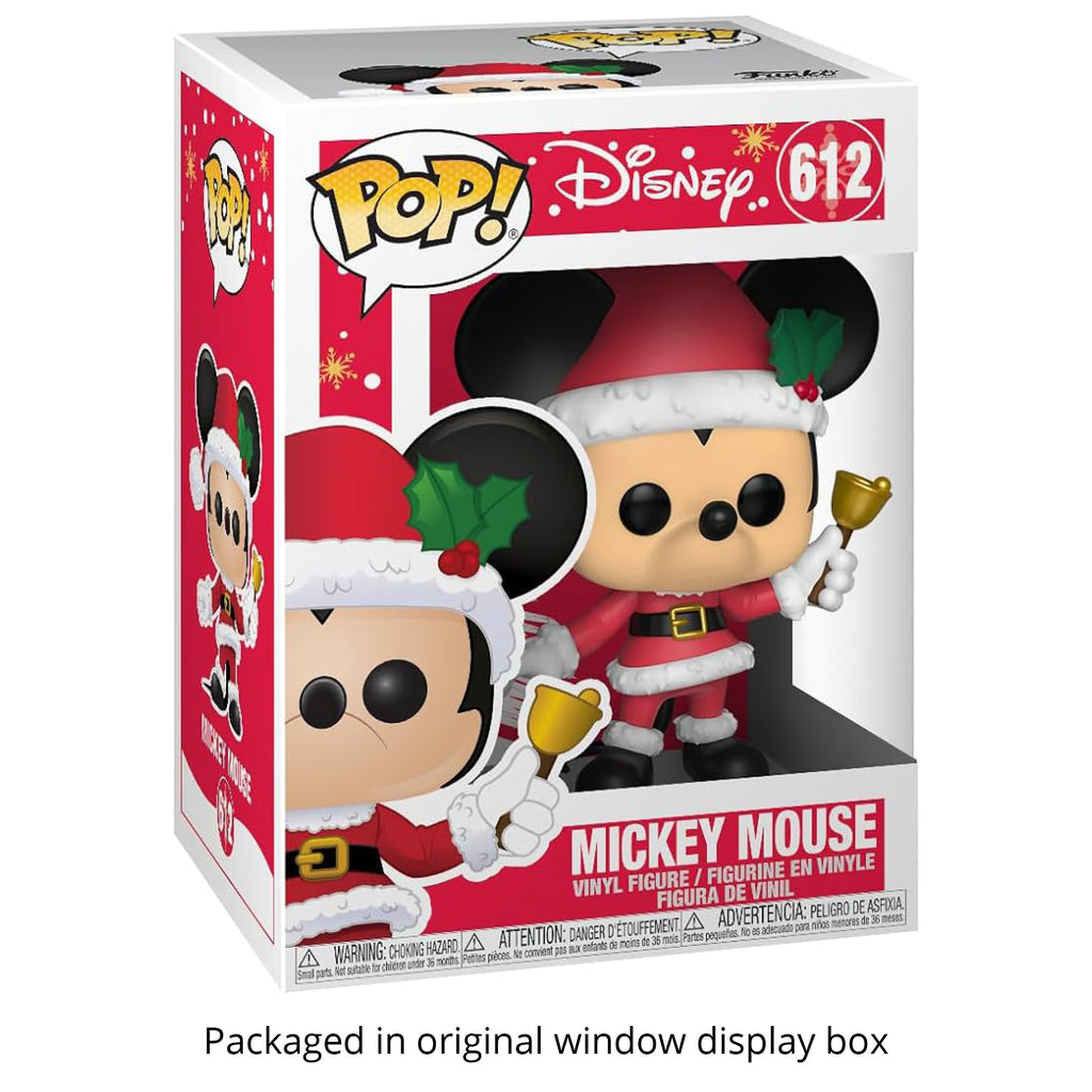 Disney Holiday Mickey Mouse Funko Pop #612 with Protective Case – Santa Mickey Vinyl Figure Bundle