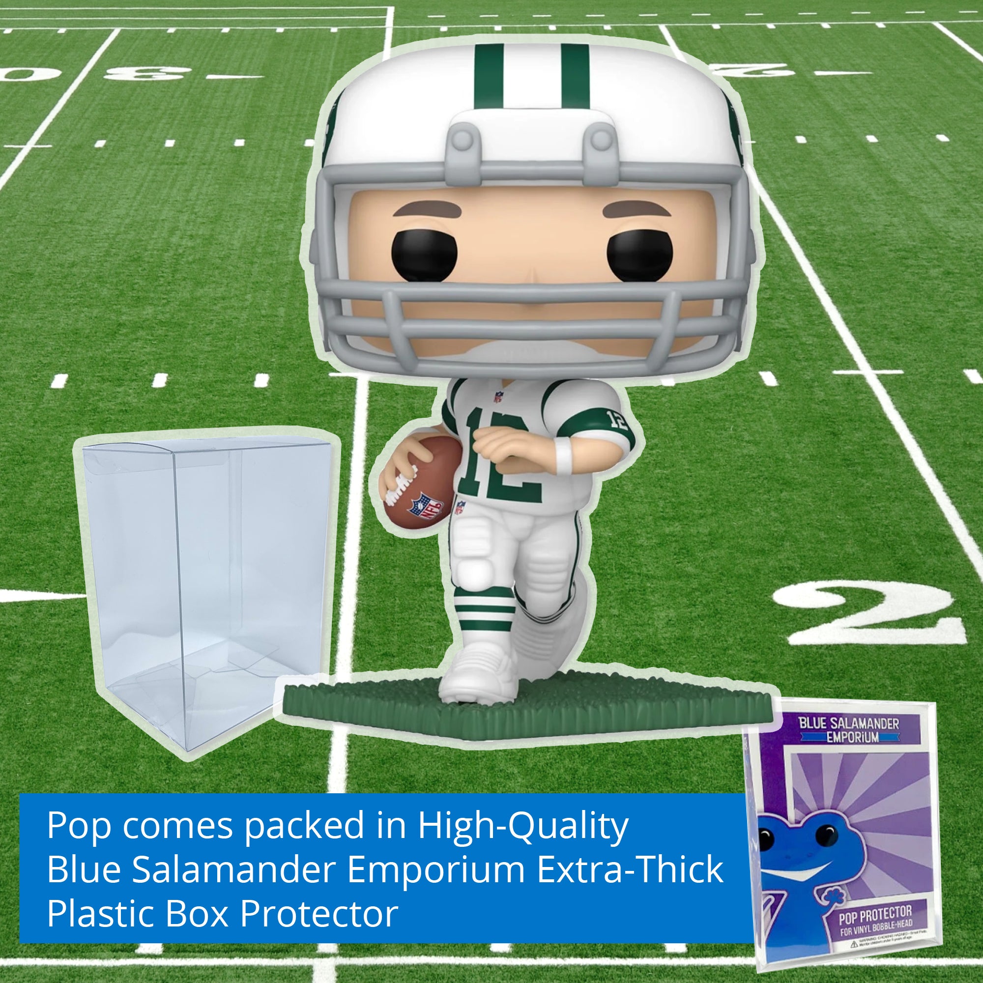 NFL Legends Joe Namath New York Jets Funko Pop #245 with Protective Case – Broadway Joe Vinyl Figure Bundle