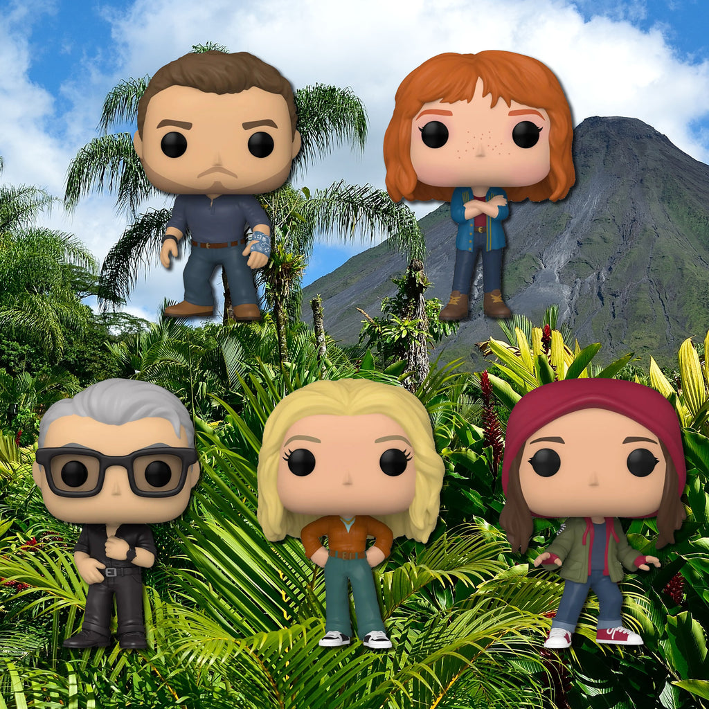 Jurassic World Dominion Funko Pop Set of 5 with Protector Cases – Owen Grady #1208, Claire Dearing #1209, Dr. Ian Malcolm #1213, Ellie Sattler #1214, Maisie #1215
