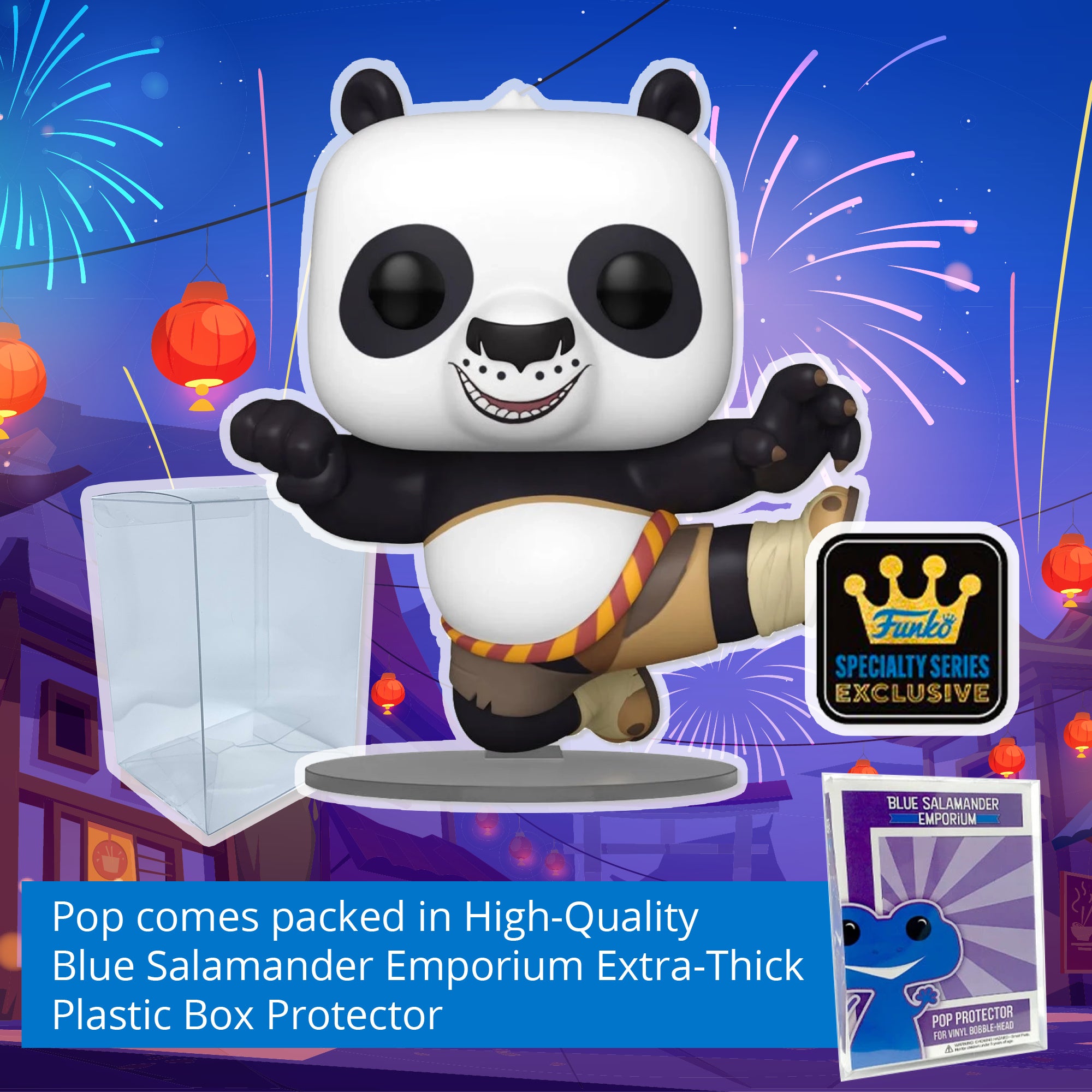 Kung Fu Panda Po Funko Pop #1567 (Standard) with Protective Case – DreamWorks 30th Anniversary Specialty Series Vinyl Figure Bundle