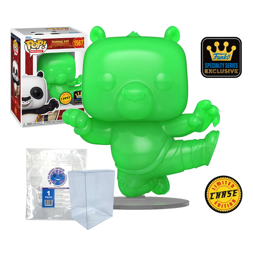 Kung Fu Panda Po (Flying Kick) CHASE Funko Pop #1567 with Protective Case – DreamWorks 30th Anniversary Specialty Series Vinyl Figure Bundle