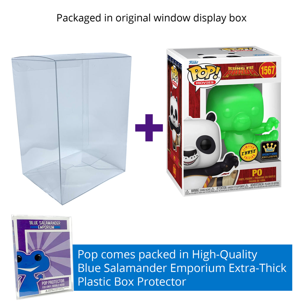 Kung Fu Panda Po (Flying Kick) CHASE Funko Pop #1567 with Protective Case – DreamWorks 30th Anniversary Specialty Series Vinyl Figure Bundle